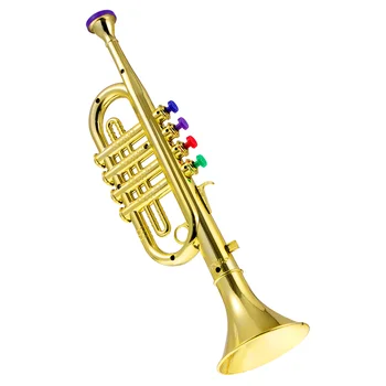 Trombeta para Crianças ab 5 Anos de Idade, Trompete com 4 Coloridas Botão, Aprendizado Musical Presente para as Crianças Iniciantes, 37 Comprimento