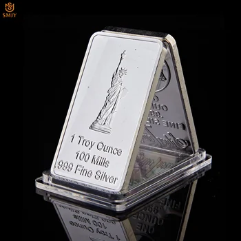 EUA Estátua da Liberdade, a Moeda Comemorativa dos estados Unidos Águia Retângulo de Metal Prata do Medalhão Moeda da Lembrança Token Bar