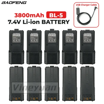 10PCS BL-5L de 3800mAh Prolongada da Bateria para o BaoFeng UV-5R UV-5RB UV-5RE UV-5RE+ UV-5RA BF-F8Radio Bateria com Cabo USB Carregador