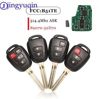 jingyuqin Remoto Chave do Carro Fob 314.4 MHz G / H Chip B51TE / B71TH 89070-52D70 Para Toyota Yaris 2012-2017 TOY43 Lâmina