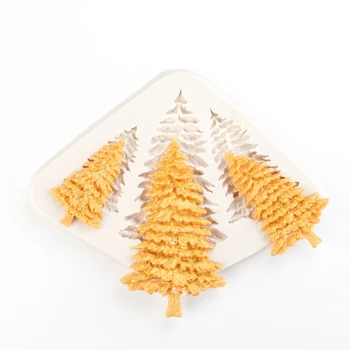 3D Árvore de Natal Molde de Silicone DIY Pinho Forma Cozinha Resina Molde de Bolo de Chocolate, Decoração do Laço Fondant de Cozimento Ferramenta de Pastelaria Molde