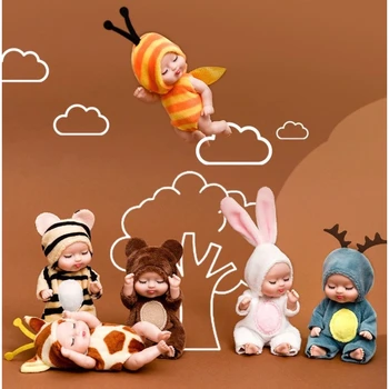 1pcs Kawaii 12cm de Simulação de Renascimento de Bonecos de Brinquedo Mini Bonito Bebê Dormir Série Boneca Animais dos desenhos animados de Brinquedo para Crianças, Presente de Aniversário