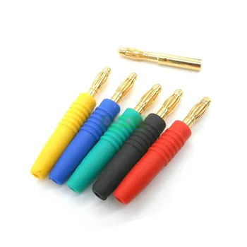 50pcs/monte 3mm Plug Banana de Alta Qualidade Cooper dourada com Banana Cabeça Preto/Vermelho/Amarelo/Verde/Azul da Cor