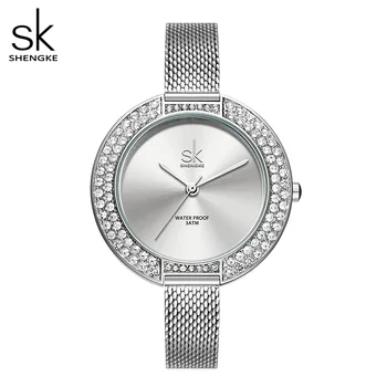 Shengke As Mulheres De Luxo Assista Dial Diamante, Pulseira De Relógio De Pulso Para A Menina Elegante De Senhoras Relógio De Quartzo Feminino Vestido De Marca De Relógios Relógio