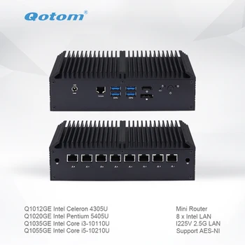 Qotom Mini PC Q1000GE Celeron Core i3 i5 com 8 I225V 2,5 G de LAN AES-NI sem ventilador Computador do Roteador
