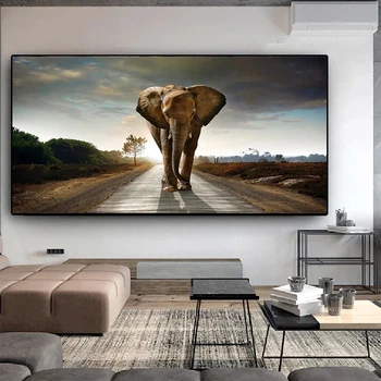 África do Elefante Animal Paisagem Pintura em Tela Pop-Arte do Cartaz e Impressão de Arte Abstrata Parede a Imagem para Decoração de Sala de estar