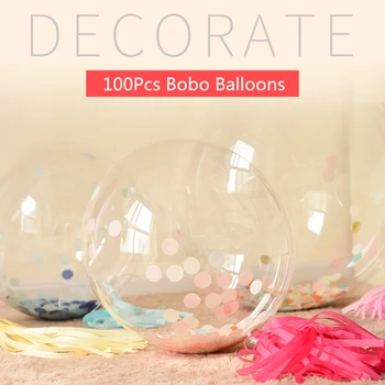 100pcs 5to36Inch Sem Rugas Bobo Claro Balões Transparentes de PVC Balão de Festa de Aniversário, Decoração de Hélio Bolas Infláveis