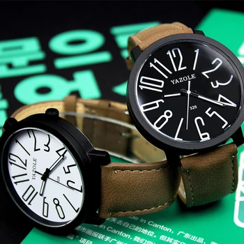 YAZOLE Homens de Digitas do esporte Relógio de Horas de funcionamento do Militar do Exército Relógios Impermeável de Couro Vintage Quartzo relógio de Pulso Reloj Hombre
