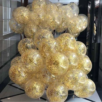 5/10pcs 12inch Estrela de Ouro de Confetes Balões de Látex Glitter Transparente Clara Balões de Casamento Birthdy Decoração do partido Hélio Bola
