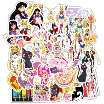 10/25/50/75pcs SAILOR MOON, Anime Adesivos Kawaii Girls Decorativos Garrafa de Água Portátil Carro Impermeável Miúdos Bonitos Decalques Adesivo
