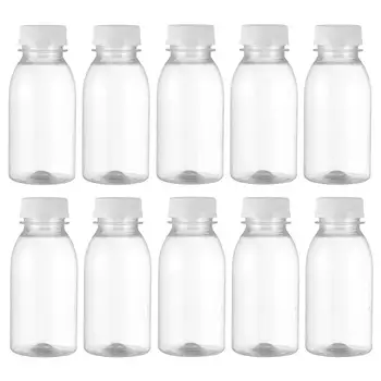 10Pcs Transparente Garrafa de Água de Plástico, Garrafas de 250ML de Plástico Transparente Garrafa de Leite Garrafa da Bebida Sub-Engarrafamento