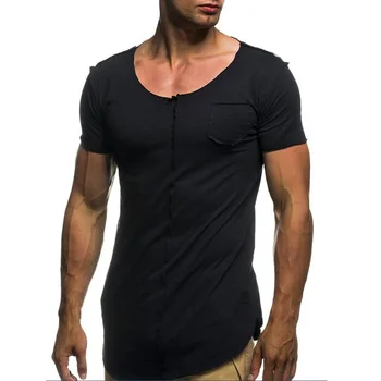 C1578-Verão dos homens novos T-shirts de cor sólida slim tendência casual manga curta moda