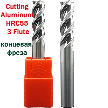 1PCS de Corte Cnc em Alumínio HRC55 3 Flauta Fresa Moinho de Extremidade do Carboneto De Alumínio, de Cobre de Processamento de Metal Fresa fresa de topo ferramenta