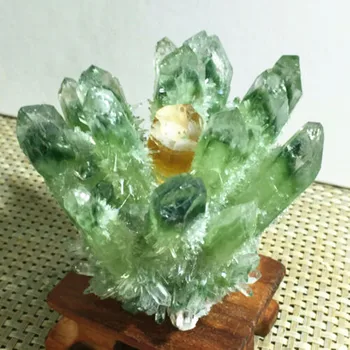 Novo Encontrar verde Fantasma Cristal de Quartzo Cluster Mineral Amostra de Cura 352g