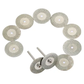 10pcs acessórios dremel 25mm de Diamante de Corte, Discos de Corte Lâmina de Broca para Ferramenta rotativa Disco Abrasivo com o 2pcs de 3mm Mandril