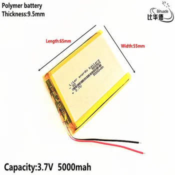 Litro de energia, bateria de Boa Qulity 3,7 V,5000mAH,955565 de Polímero de lítio ion / Li-íon da bateria para o BRINQUEDO,BANCO de POTÊNCIA,GPS,mp3,mp4
