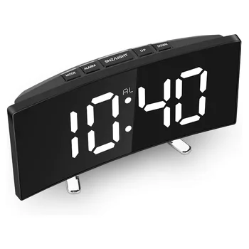Relógio Despertador Digital De 7 Polegadas Curva Pode Ser Escurecido Led Relógio Digital Para Crianças, Quarto Verde Grande Número Relógio Leve