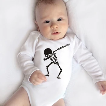 Punk Dança Crânio Impresso Recém-Nascido Bebê Body De Algodão Macio Roupas De Bebê Manga Longa Terno Do Corpo Do Bebê Menino Menina Macacão Macaquinho