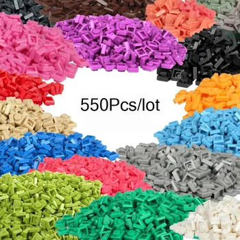 550Pcs/lote em Massa de Tijolo Partes 3024 Plate 1 x 1 DIY LOGOTIPO Blocos de Construção de Brinquedo Compatível com o MOC MOC Tijolo Montar Partículas