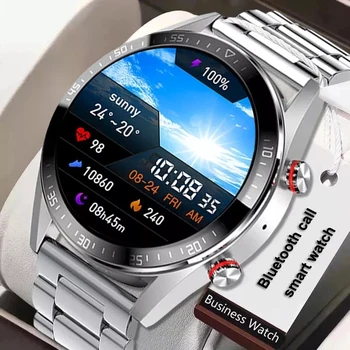 2021 Novo 454*454 Ecrã AMOLED de Smart Watch Sempre Exibir O Tempo de Chamada Bluetooth Local de Música Clima de Luxo Smartwatch Para Homens