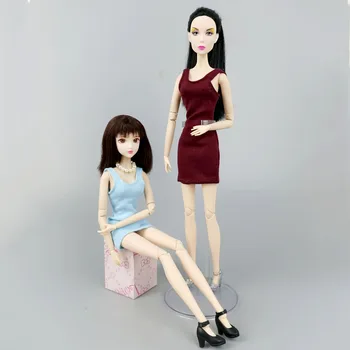 Moda 2 Cor Tanque sem Mangas de Vestidos Para a Boneca Barbie com Roupas Casuais usam Traje Para 1/6 BJD Bonecas Acessórios Crianças Brinquedos de DIY