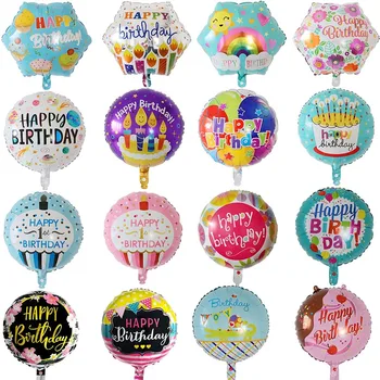 50pcs Rodada 18inch Balões Folha Feliz Aniversário Balões Crianças de Presente de Aniversário, Festa de Decoração Balões Globos de Suprimentos