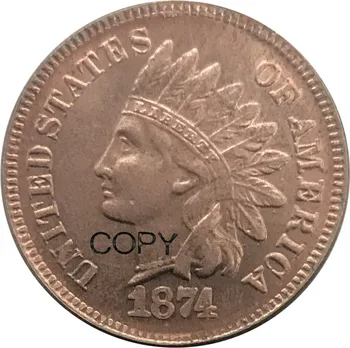 Estados Unidos 1 Centavo De Indian Head Cento 1874 Vermelho Cobre Cópia Moedas