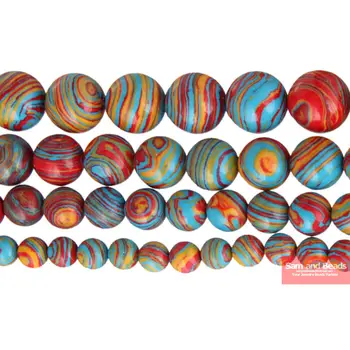 Frete grátis Sintético arco-íris de Renda Malaquita Esferas de 16