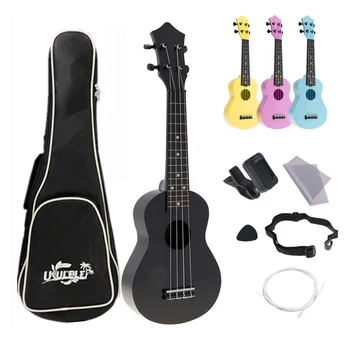 4 Cadeias de 21 Polegadas Ukulele Soprano Kits Completos Acústico Colorido Havaí Guitarra Guitarra Instrumento para Crianças e Música Iniciante Quente