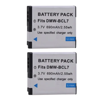PowerTrust 2Pcs DMW-BCL7 690mAh BCL7 BCL7E de Bateria da Câmera para Panasonic Lumix DMC-F5, DMC-FH10, DMC-FS50, DMC-SZ10, DMC-SZ9, SZ8