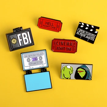 Cartoon Kirk esmalte pin FBI Homer, dobre bilhete de Cinema pins, broches Sapo Kermit alfinetes de Lapela emblemas roupas de saco de jóias de presente personalizado