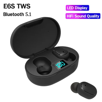 2022 TWS E6S Fones de ouvido sem Fio Bluetooth Fones de ouvido Fone de ouvido com Microfone Esporte de Cancelamento de Ruído Mini Fones de ouvido Para Xiaomi