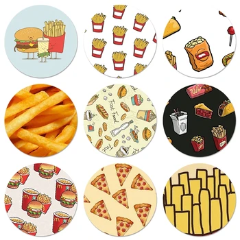 alimentos batatas fritas, hambúrguer, pizza de Insígnia Broche Acessórios Para Roupas de Mochila de presente da Decoração 58mm