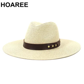 Aba larga Palha Panamá Fedora Chapéu de Aba Larga Chapéus para Mulheres Sol Praia do Sol Chapéu do Sol de Proteção Sombreros