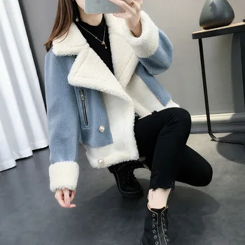 2022 NOVA coreano Moda Inverno Feminina Roupas Cordeiro de Lã de pêlo Curto Solta Espessura das Mulheres Casaco Quente E à prova de Vento Tops