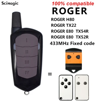 Controle remoto para Portão Clone ROGER TX22 H80 E80 TX54R TX52R Barreira Chaveiro Roger Duplicador de Key 433mhz 433.92 Controlador
