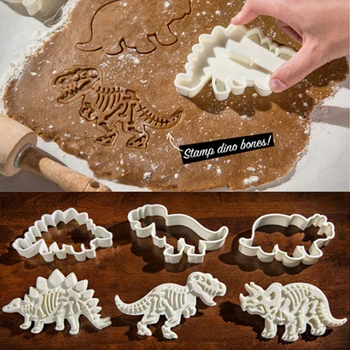 3D Grande Dinossauro Cortadores de Cookie Fondant Moldes de Dinossauro de Cozimento Molde de Bolo de Pastelaria Ferramentas Fresas para Gingerbread Formas para Cookies
