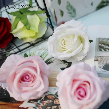 JAROWN Artificial, Falso Flor de Simulação de Alta Qualidade de Flanela Rosa Flor na Cabeça Flores do Casamento de Rose Bouquet de DIY, Decoração Home