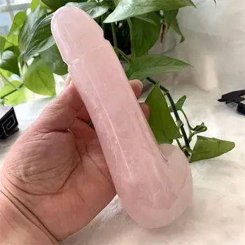 18cm de Grande Tamanho Natural Quartzo Rosa Cristal Massagem do Pênis Varinha de pedra preciosa da Yoni para as Mulheres de Saúde Liso Polido