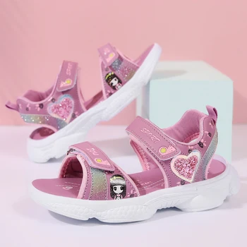 Crianças Sandálias De Meninas Macio Princesa Leve Brilhando De Impressão Sapatos De Bebê Confortável De Verão Para Crianças Sandalias Sapatas