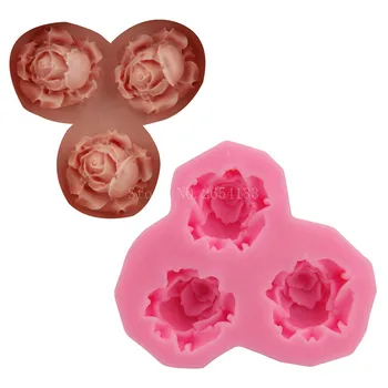 3hold 3D Flor Rosa Bolo dos Namorados Molde de Silicone Fondant de Cupcake de Geléia de Doces de Chocolate, Decoração do Cozimento Ferramenta Moldes FQ1779