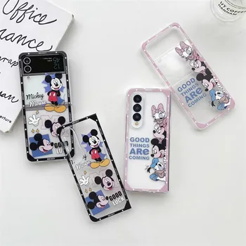 Minnie do Mickey de Disney bonito Telefone Case para Samsung Galaxy Z Flip 3 4 Rígido do PC de Volta para z, dobre 3 4 Caso Escudo Protetor
