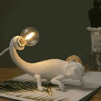 Nordic Lagarto Noite de Luz Moderno, Bonito LED Resina Animal Camaleão Lâmpada de Tabela Quartos, Sala Deco Home de Luminárias
