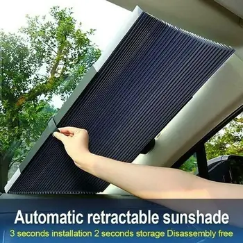 Para Auto-Retrátil do pára-brisa do Carro Sol Sombra da Cortina de Proteção de UV, Viseira de Sol Cobrir Carro Acessórios Peças de Interior de Automóvel de Produtos