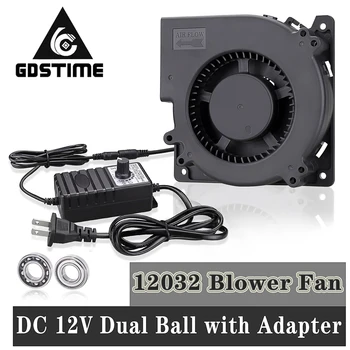 Gdstime Ventilador de 120mm 12V DC Conector Fêmea Bola 12032 120x32mm Centrífuga, Ventilador de Refrigeração w/AC 110V 220V Adaptador Radial Turbo Cooler