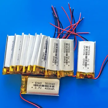 10 pcs 502040 3,7 V 400mAh de Polímero de lítio de Lipo bateria recarregável Para MP3 com BLUETOOTH FCC ROHS do CE MSDS certificação de qualidade