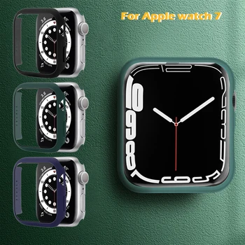 Copo+Tampa Para a Apple, caixa de Relógio de 45mm 41mm para iWatch caso Accessorie pára-choque+Protetor de Tela para Apple assistir a serie 7 cobertura completa