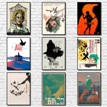 25 Projetos de Hitchcock, Filme Os Pássaros Whitepaper de Pôster Arte Homedecal Fantasia Adesivo de Parede para a Casa de Café Bar