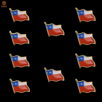 10PCS Euro Chile Emblema Nacional Pintadas Bandeira Broche de Laço Lapela Desgaste Pin de Coleção para a Decoração