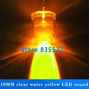 50pcs/monte F10 Rodada de Água Clara 10mm Amarelo DIODO emissor de Luz Brilhante Super Lâmpada de contas Emitting Diode-Diodos de MERGULHO Para DIY luzes de cabeça
